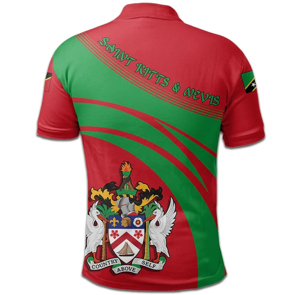 Saint Kitts and Nevis Polo Shirt Coat Of Arms Cricket Style RLT6 - Wonder Print Shop