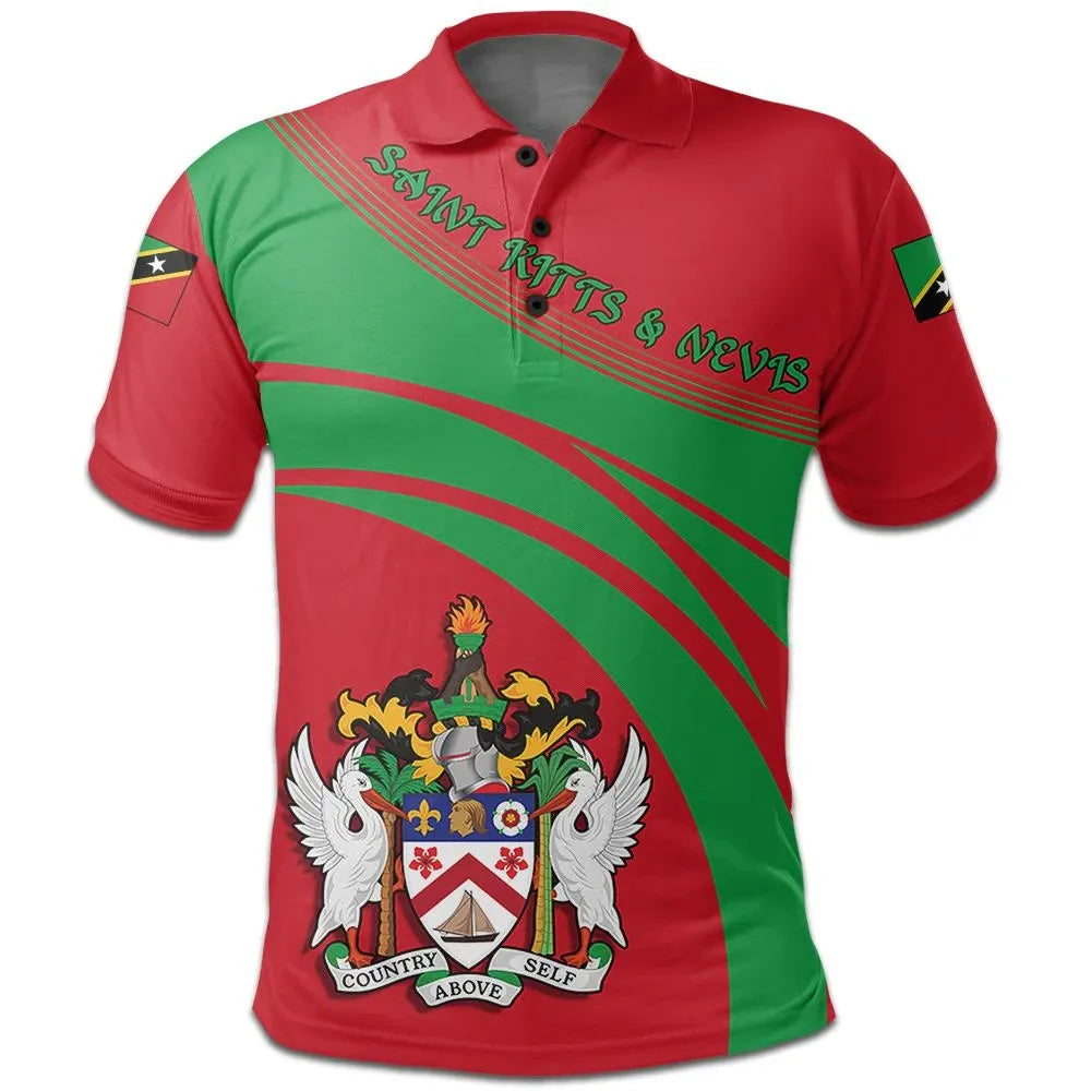 Saint Kitts and Nevis Polo Shirt Coat Of Arms Cricket Style RLT6 - Wonder Print Shop