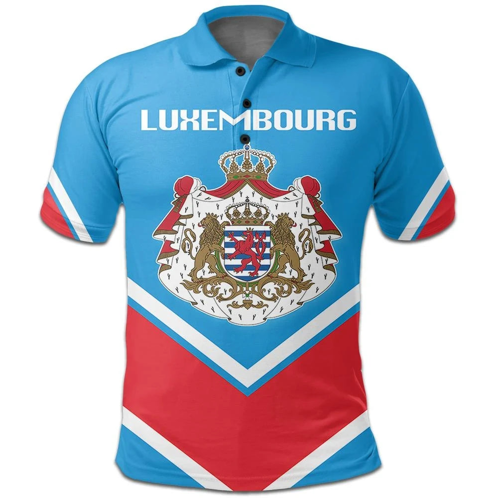 Luxembourg Coat Of Arms Polo Lucian Style RLT6 - Wonder Print Shop