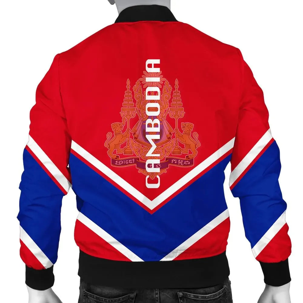 Cambodia Coat Of Arms Men Bomber Jacket Lucian Style RLT7 - Wonder Print Shop