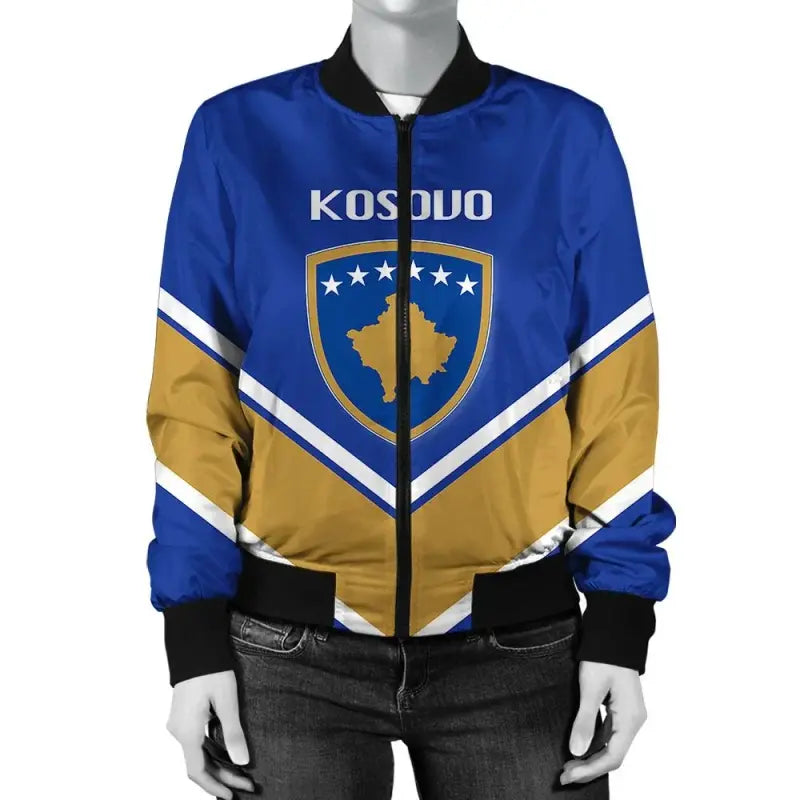 Kazakhstan Coat Of Arms Women Bomber Jacket Lucian Style RLT8 - Wonder Print Shop