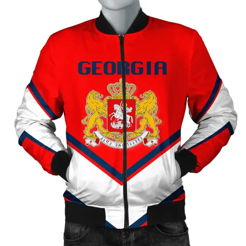 Georgia (U.S. state) Coat Of Arms Men Bomber Jacket Lucian Style RLT12 - Wonder Print Shop