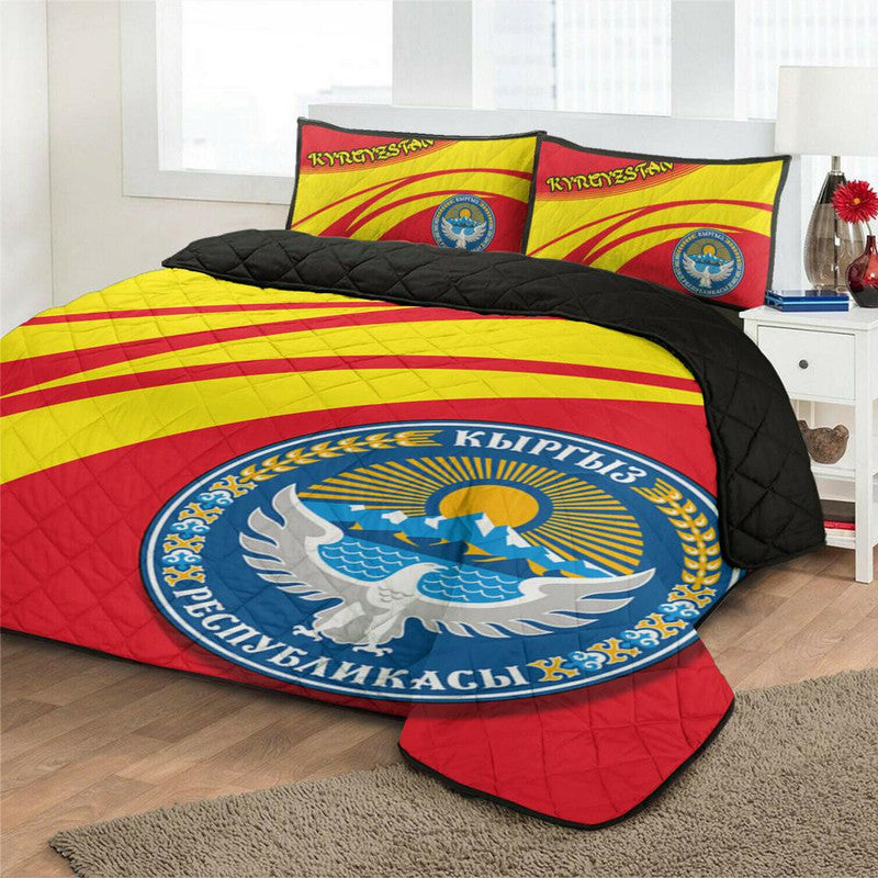 Kyrgyzstan Coat Of Arms Quilt Bed Set Cricket RLT8 - Wonder Print Shop