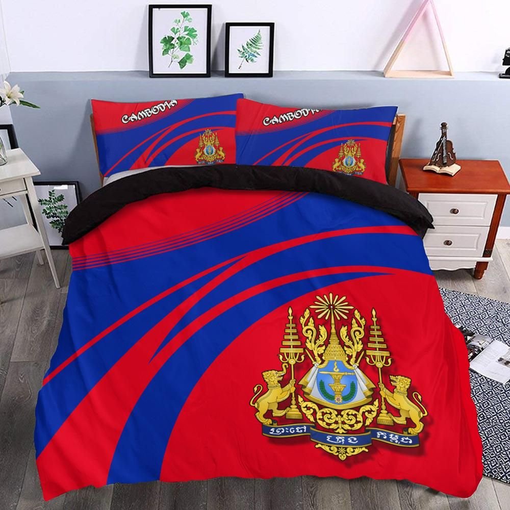 Cambodia Coat Of Arms Bedding Set Cricket RLT7 - Wonder Print Shop