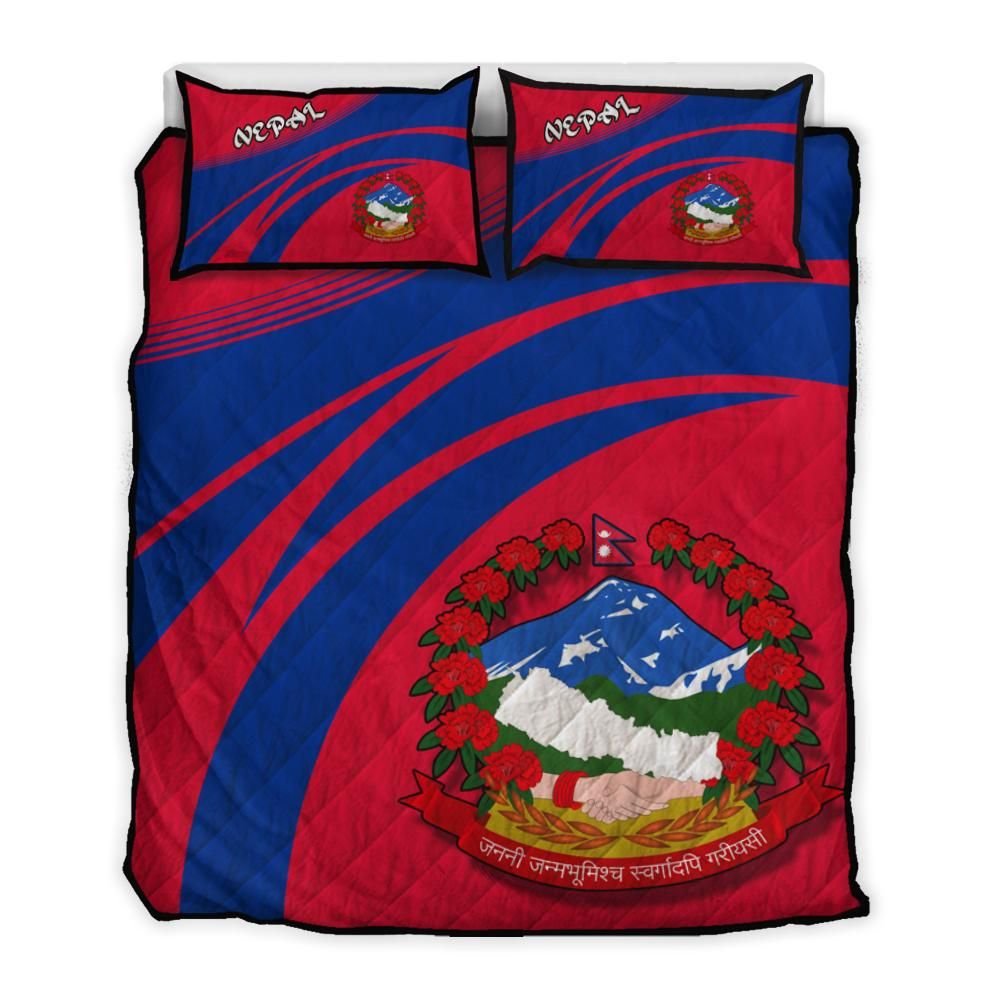Nepal Coat Of Arms Quilt Bed Set Cricket RLT7 - Wonder Print Shop