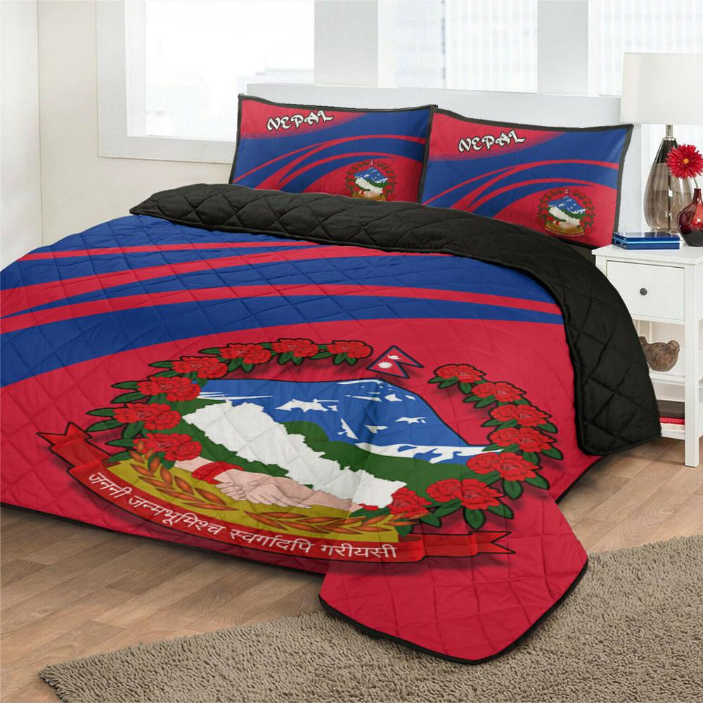 Nepal Coat Of Arms Quilt Bed Set Cricket RLT7 - Wonder Print Shop