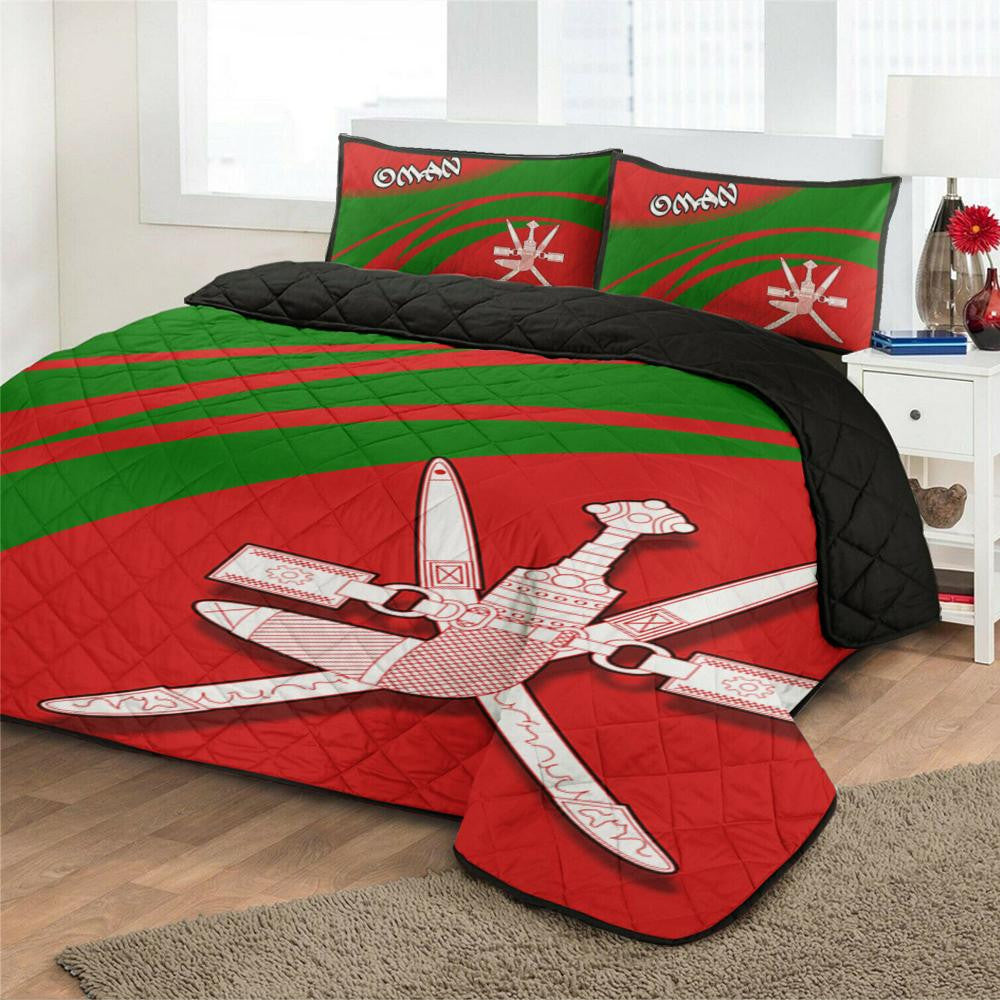 Oman Coat Of Arms Quilt Bed Set Cricket RLT13 - Wonder Print Shop