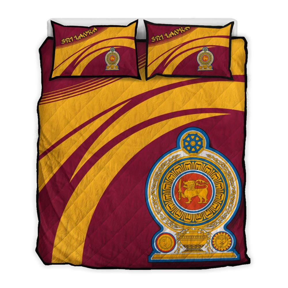 Sri Lanka Coat Of Arms Quilt Bed Set Cricket RLT7 - Wonder Print Shop