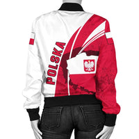 Poland Women's Bomber Jacket - Flag And Coat Of Arm Of Poland RLT7 - Wonder Print Shop