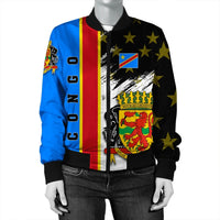 Congo Coat Of Arms Women's Bomber Jacket - Flag Style RLT13 - Wonder Print Shop