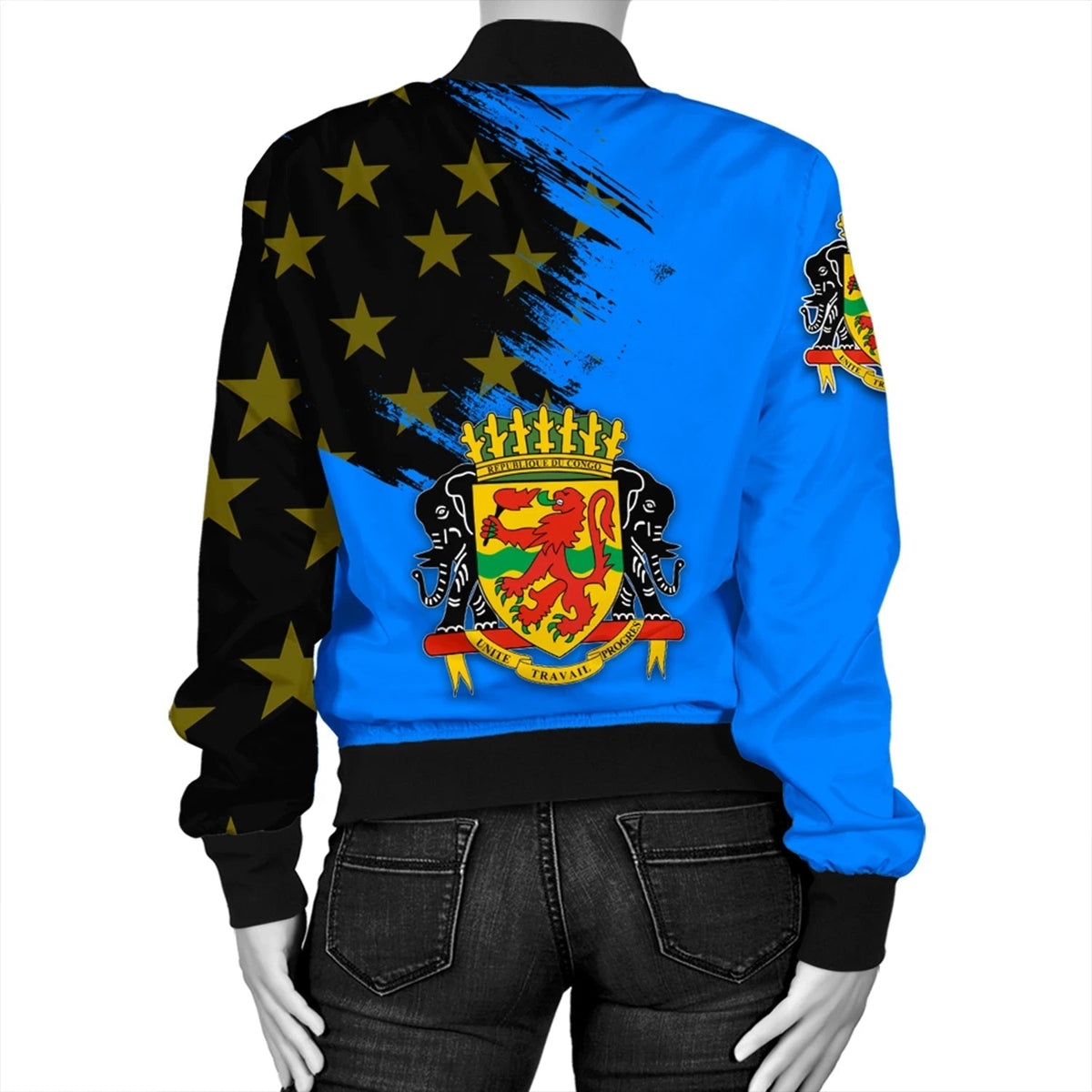 Congo Coat Of Arms Women's Bomber Jacket - Flag Style RLT13 - Wonder Print Shop
