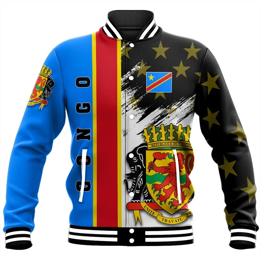 Congo Coat Of Arms Baseball Jacket - Flag Style RLT13 - Wonder Print Shop