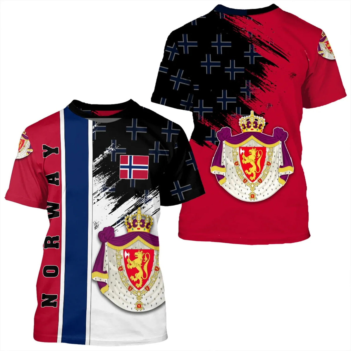 Norway Coat Of Arms T Shirt Flag Style RLT7 - Wonder Print Shop