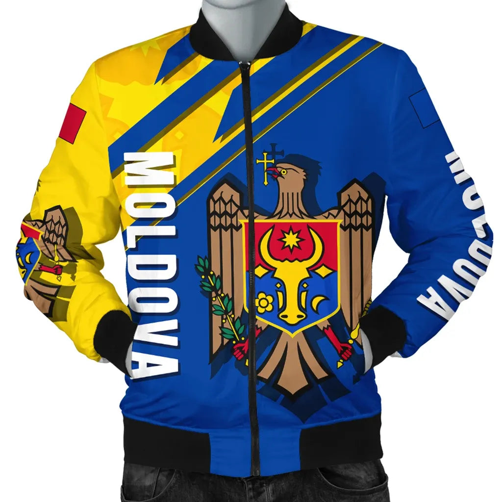 Wonder Print Shop Moldova Men's Bomber, Flag and Coat Of Arms A22 RLT13 - Wonder Print Shop
