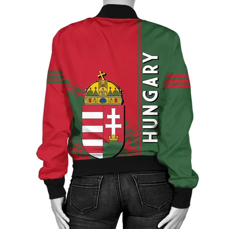 Hungary Coat Of Arms Women Bomber Jacket Quarter Style RLT8 - Wonder Print Shop