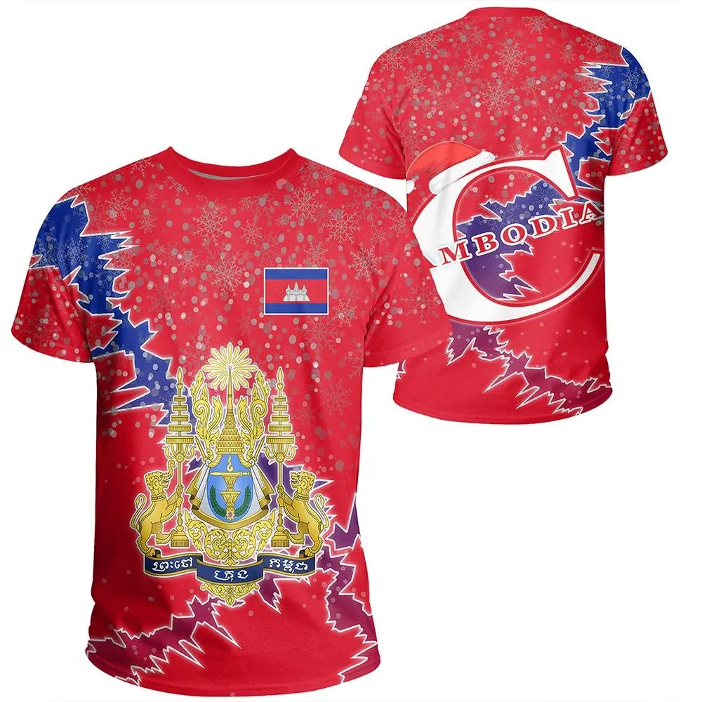 Cambodia Christmas Coat Of Arms T Shirt X Style RLT7 - Wonder Print Shop