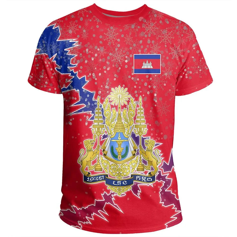 Cambodia Christmas Coat Of Arms T Shirt X Style RLT7 - Wonder Print Shop