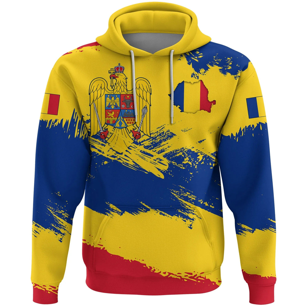 Romania Hoodie Romania Flag Brush RLT13 - Wonder Print Shop