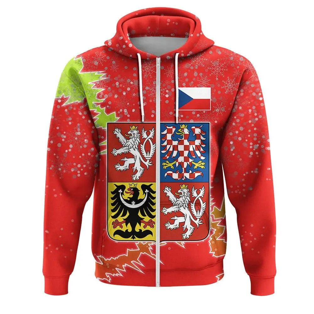 Czech Republic Christmas Coat Ofrms Zip Up Hoodie X Style RLT13 - Wonder Print Shop