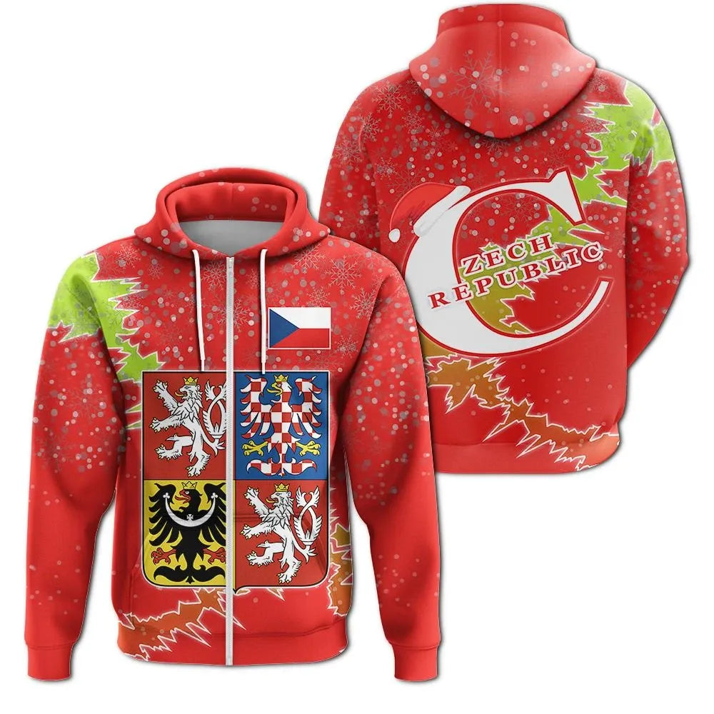 Czech Republic Christmas Coat Ofrms Zip Up Hoodie X Style RLT13 - Wonder Print Shop