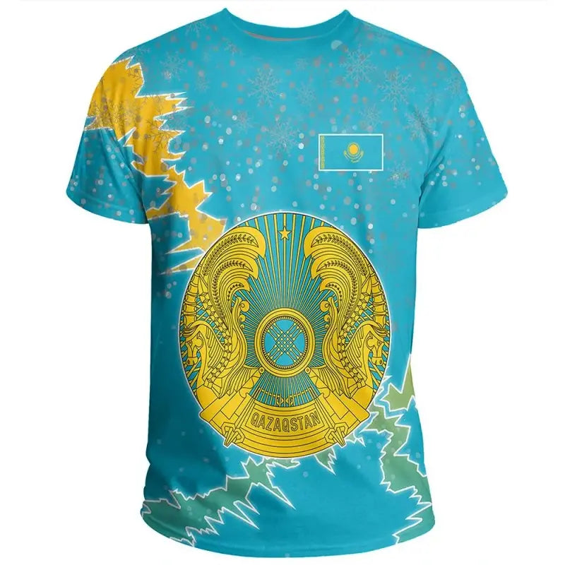 Kazakhstan Christmas Coat Of Arms T Shirt X Style RLT8 - Wonder Print Shop