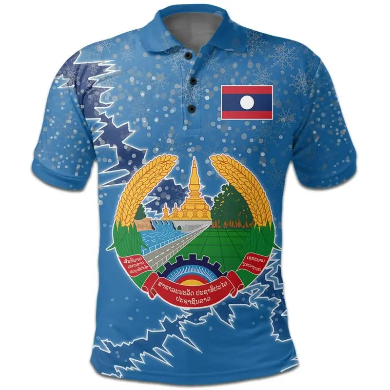 Laos Polo Shirt Christmas Coat Of Arms X Style RLT8 - Wonder Print Shop