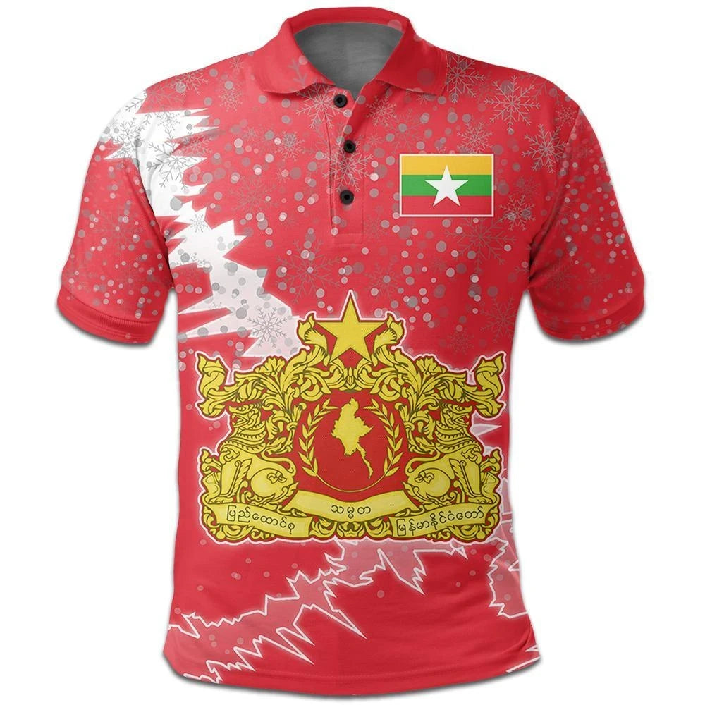 Myanmar Polo Shirt Christmas Coat Of Arms X Style RLT7 - Wonder Print Shop