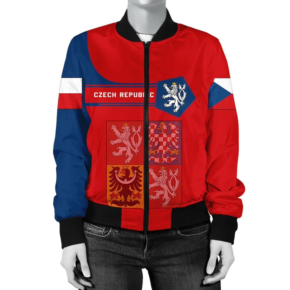 Czech Republic Coat Ofrms Women Bomber Jacket Simple Style RLT13 - Wonder Print Shop