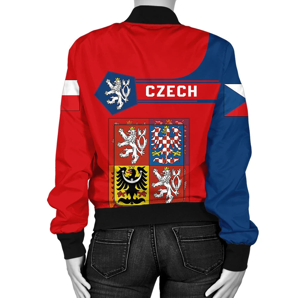 Czech Republic Coat Ofrms Women Bomber Jacket Simple Style RLT13 - Wonder Print Shop