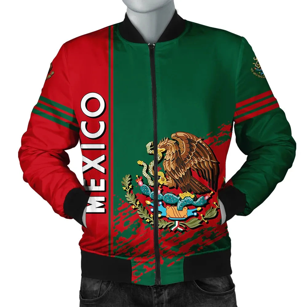 Mexico Coat Of Arms Men Bomber Jacket Quarter Style RLT13 - Wonder Print Shop