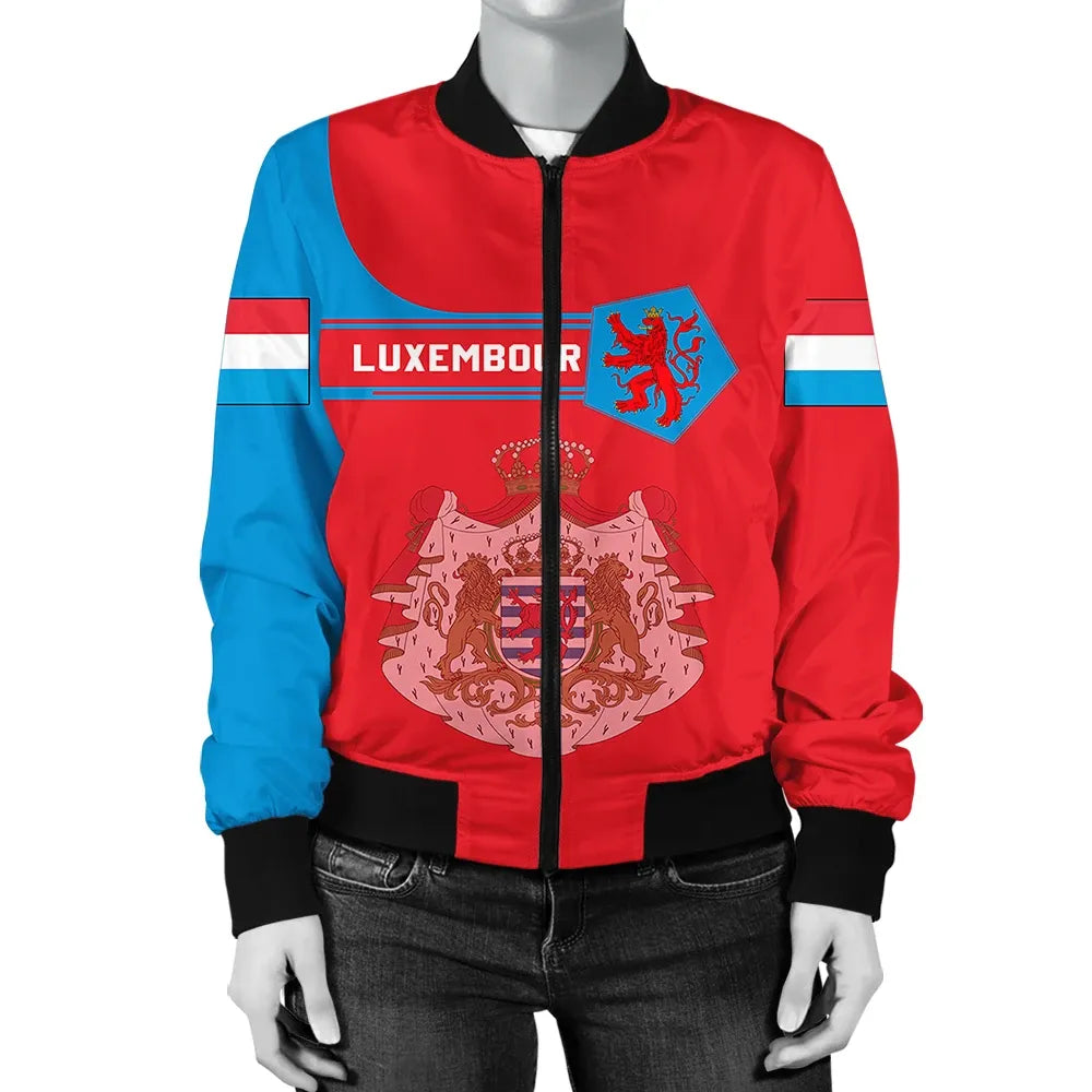 Luxembourg Coat Of Arms Women Bomber Jacket Simple Style8 RLT6 - Wonder Print Shop