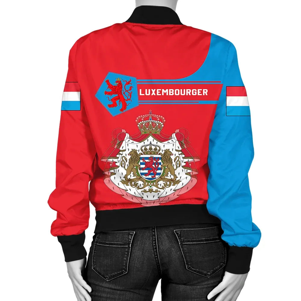 Luxembourg Coat Of Arms Women Bomber Jacket Simple Style8 RLT6 - Wonder Print Shop