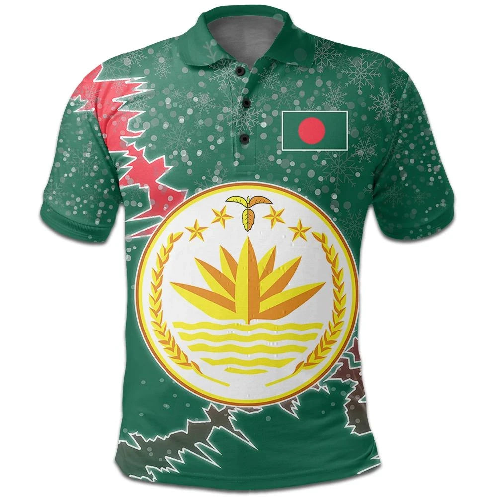 Bangladesh Polo Shirt Christmas Coat Of Arms X Style RLT6 - Wonder Print Shop