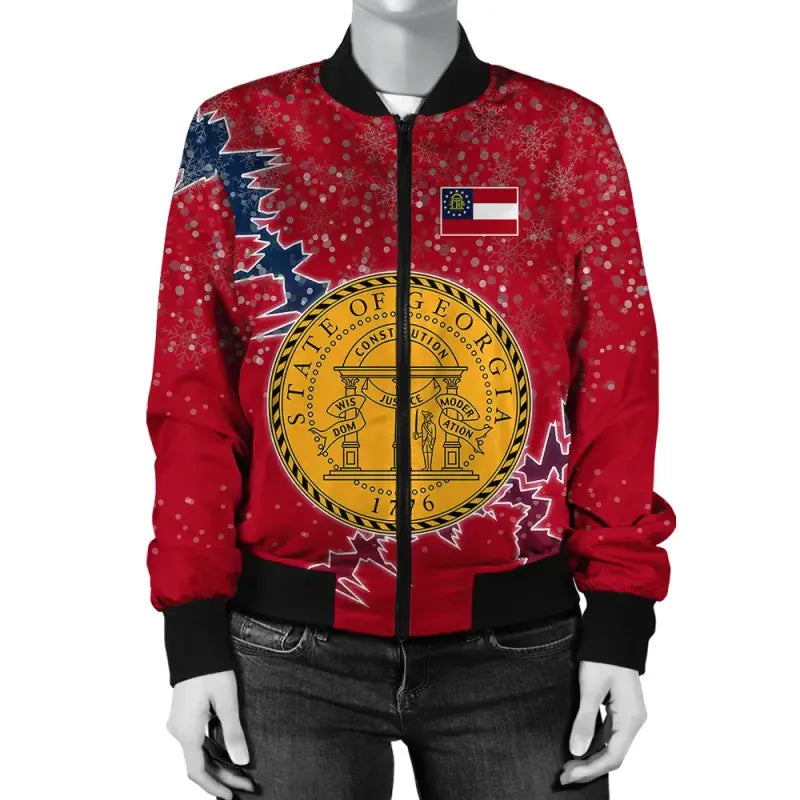 Georgia (U.S. state) Christmas Coat Of Arms Women Bomber Jacket X Style RLT12 - Wonder Print Shop