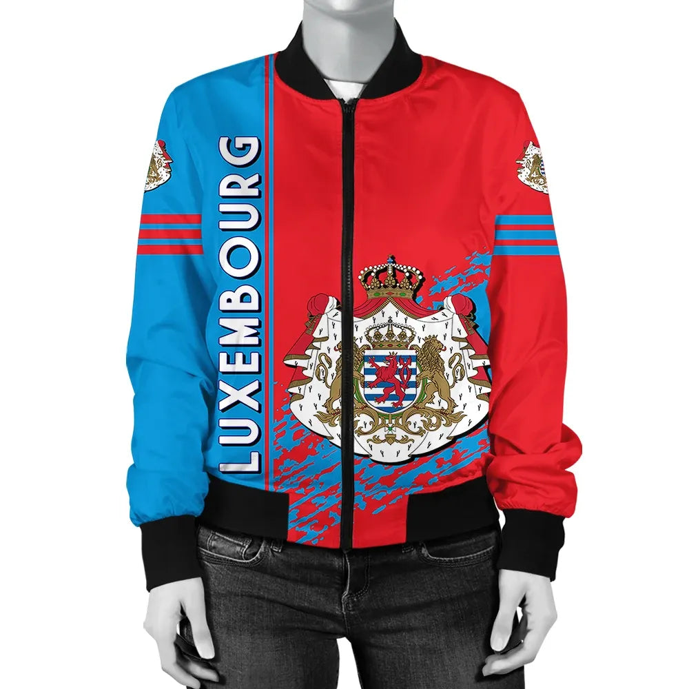 Luxembourg Coat Of Arms Women Bomber Jacket Quarter Style1 RLT6 - Wonder Print Shop