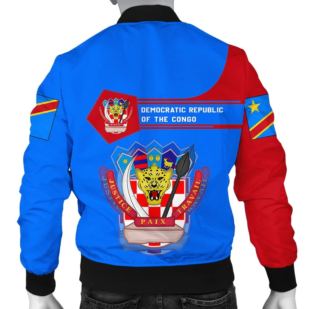 Democratic Republic Of The Congo Coat Of Arms Men Bomber Jacket Simple Style RLT13 - Wonder Print Shop