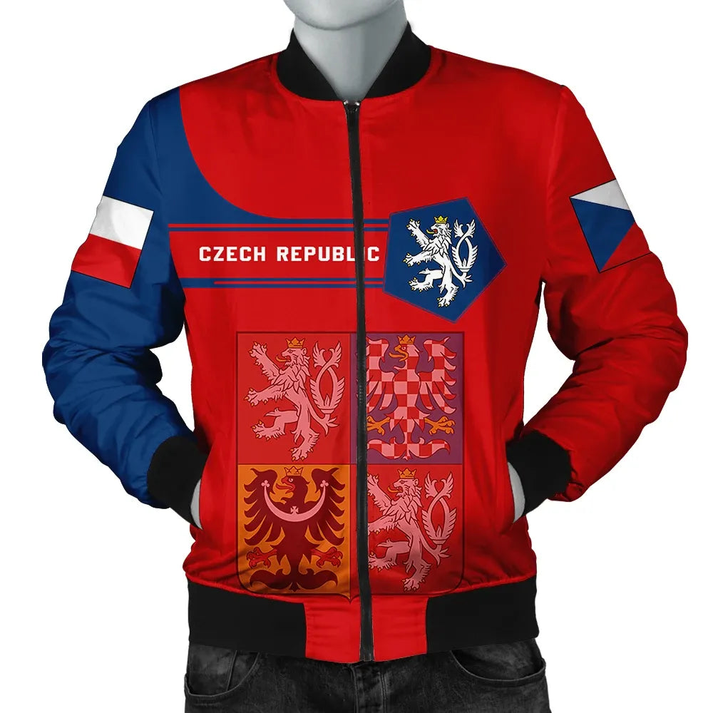 Czech Republic Coat Ofrms Men Bomber Jacket  Simple Style RLT13 - Wonder Print Shop
