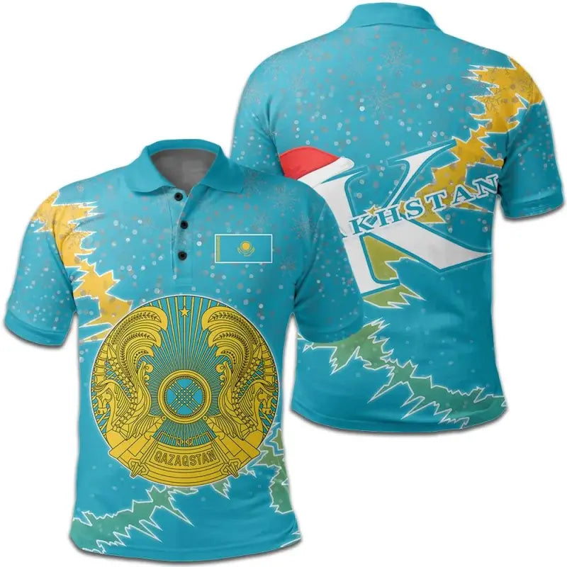 Kazakhstan Polo Shirt Christmas Coat Of Arms X Style RLT8 - Wonder Print Shop