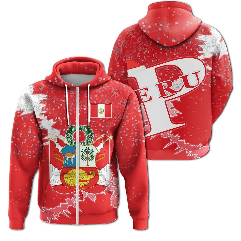 Christmas Peru Zip Up Hoodie Coat Of Arms X Style RLT7 - Wonder Print Shop
