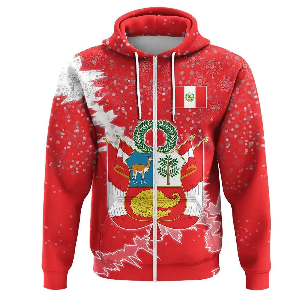 Christmas Peru Zip Up Hoodie Coat Of Arms X Style RLT7 - Wonder Print Shop
