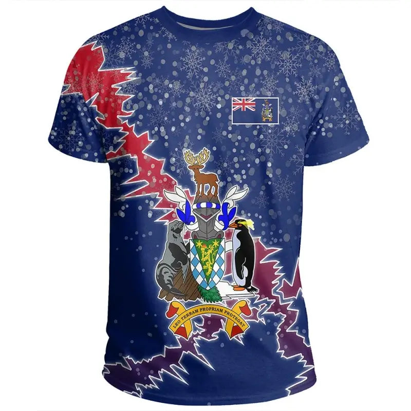 South Georgia and the South Sandwich Islands Christmas Coat Of Arms T Shirt RLT12 - Wonder Print Shop