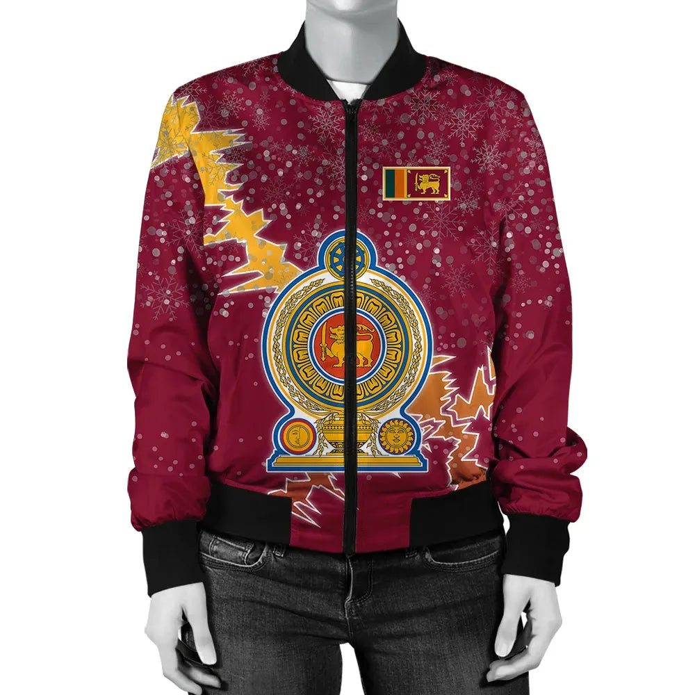 Sri Lanka Christmas Coat Of Arms Women Bomber Jacket X Style RLT7 - Wonder Print Shop