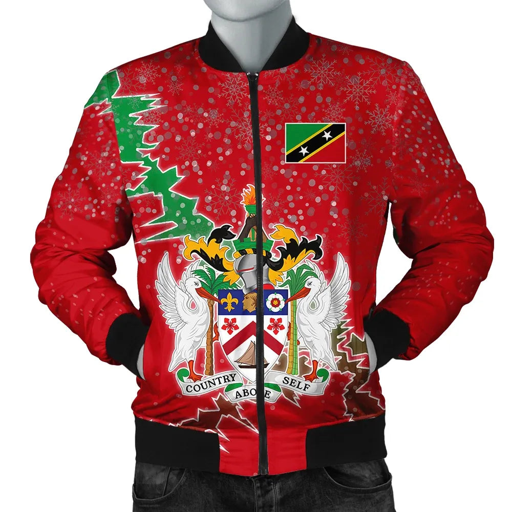 Saint Kitts and Nevis Christmas Coat Of Arms Men Bomber Jacket X Style8 RLT6 - Wonder Print Shop
