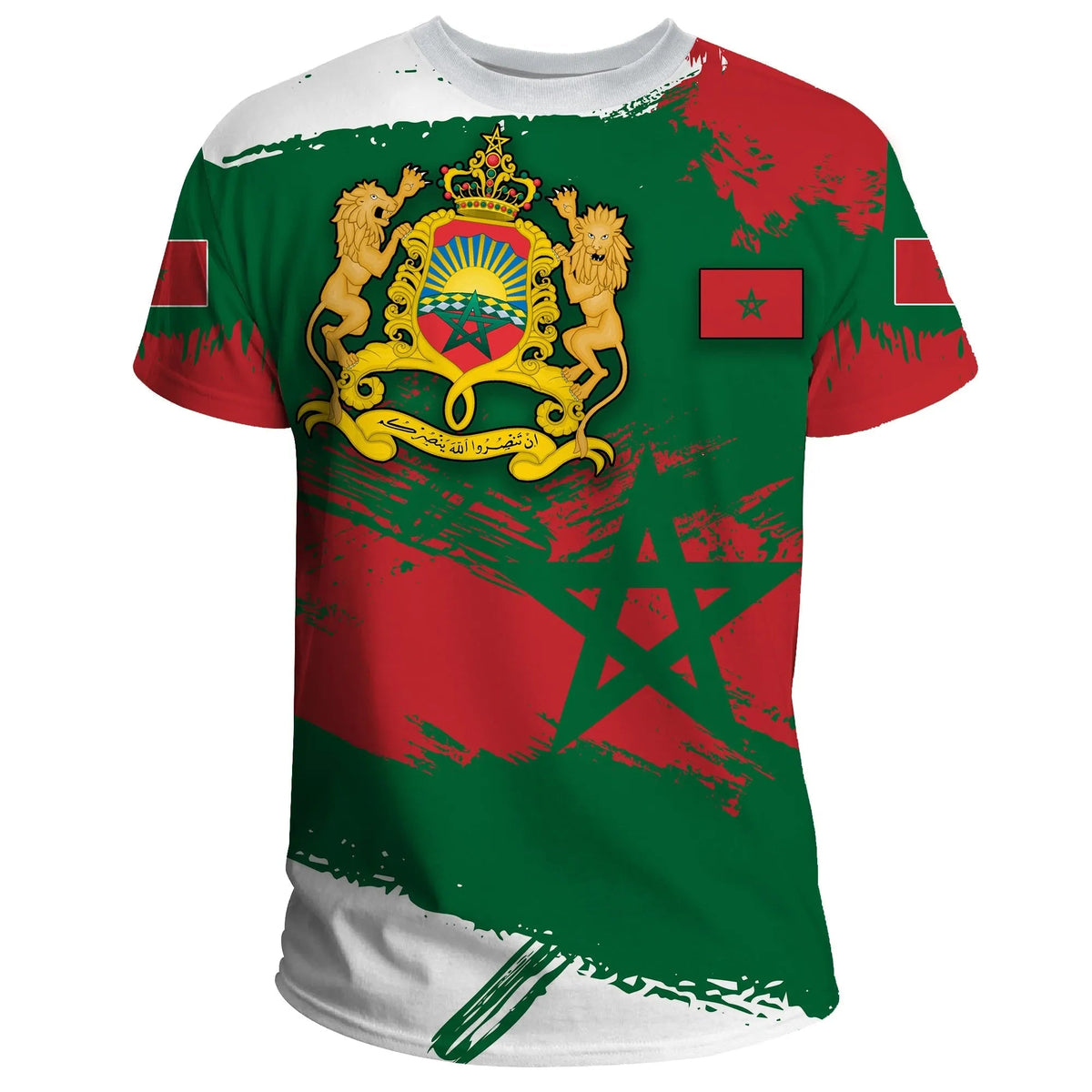Morocco T Shirt Morocco Flag Brush RLT7 - Wonder Print Shop