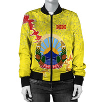North Macedonia Christmas Coat Of Arms Women Bomber Jacket X Style RLT7 - Wonder Print Shop