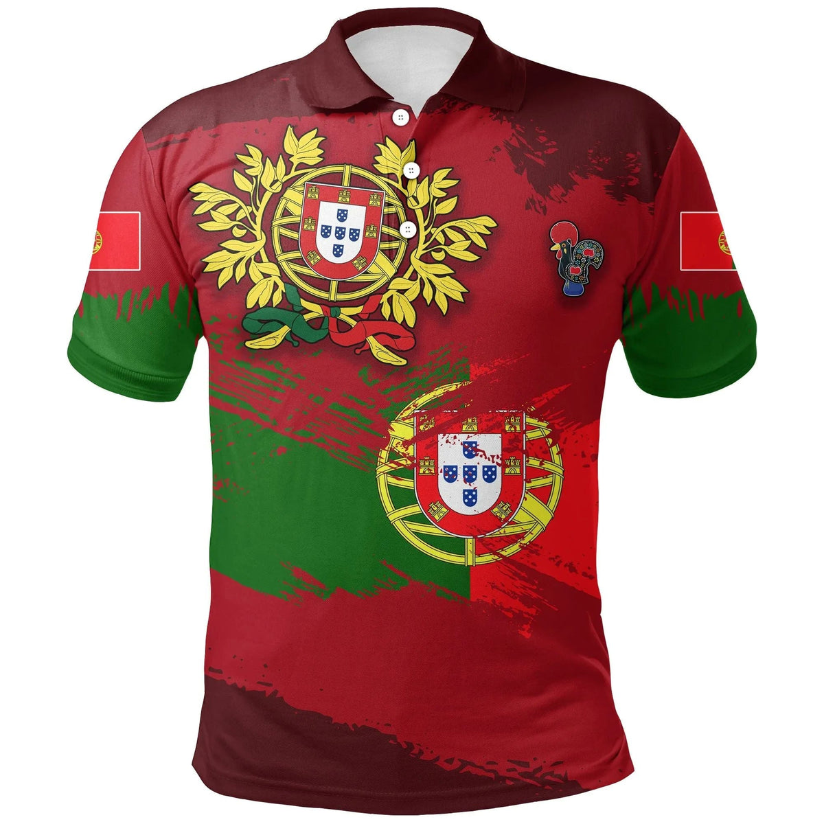 Portugal Polo Shirt Portugal Flag Brush RLT7 - Wonder Print Shop
