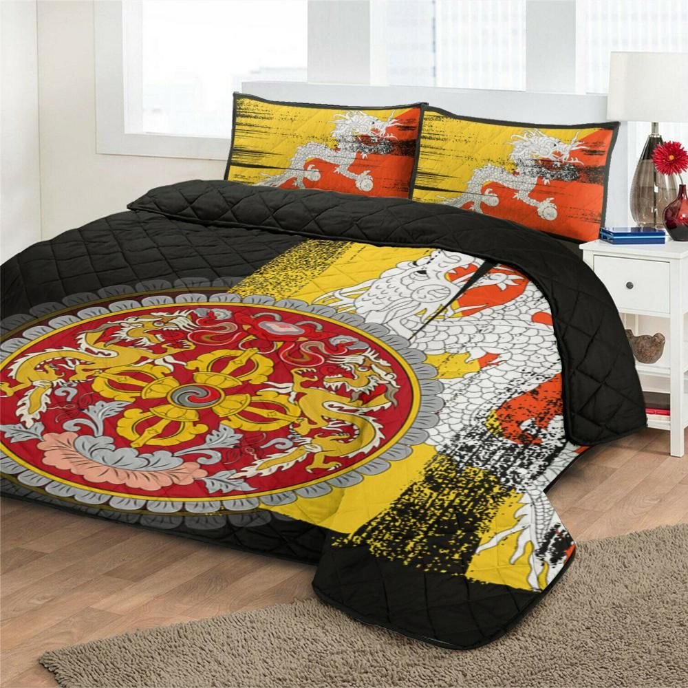 Bhutan Flag Quilt Bed Set Flag Style RLT6 - Wonder Print Shop