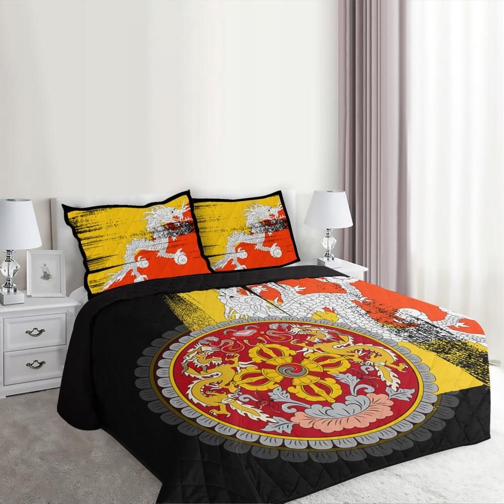 Bhutan Flag Quilt Bed Set Flag Style RLT6 - Wonder Print Shop