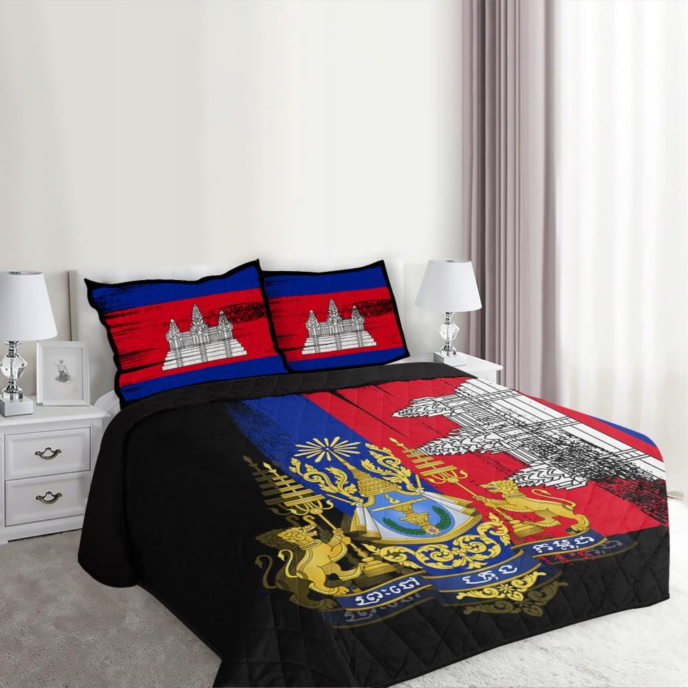 Cambodia Flag Quilt Bed Set Flag Style RLT7 - Wonder Print Shop