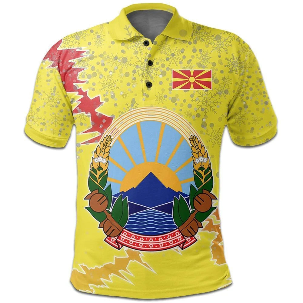 North Macedonia Polo Shirt Christmas Coat Of Arms X Style RLT7 - Wonder Print Shop